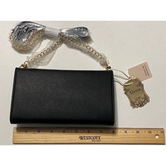 Alyssa Crossbody Black‎ Vegan Purse Snap Closure Credit Card Coin Pocket NWT - Picture 2 of 3